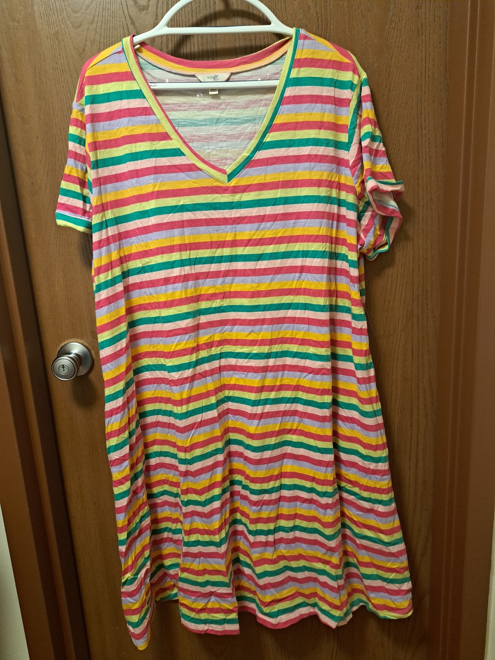 Terra & Sky Multicolor Striped V-Neck Midi Dress